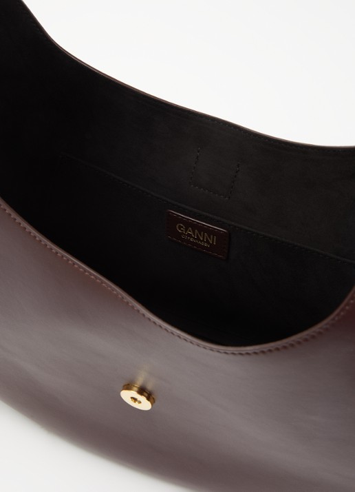 Ganni Kat Small schoudertas met gespdetail en logo - detail 3 beige