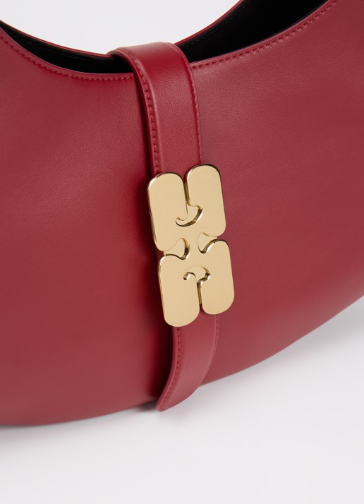 Ganni Kat Small schoudertas van leer met logo - detail 5 rood