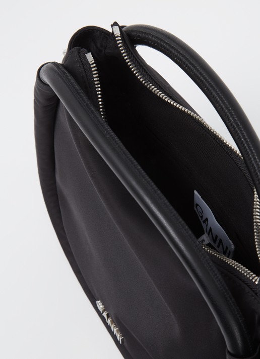 Ganni Mini Knot handtas met leren details  - detail zwart