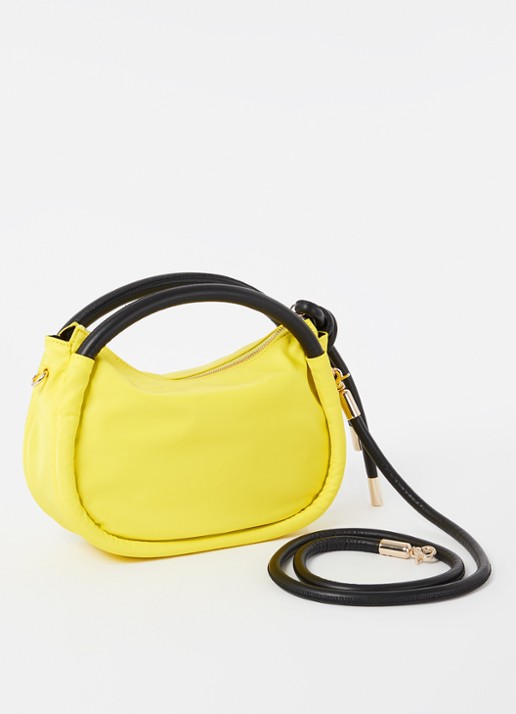 Ganni Mini Knot handtas met leren details  - achterkant 4 geel