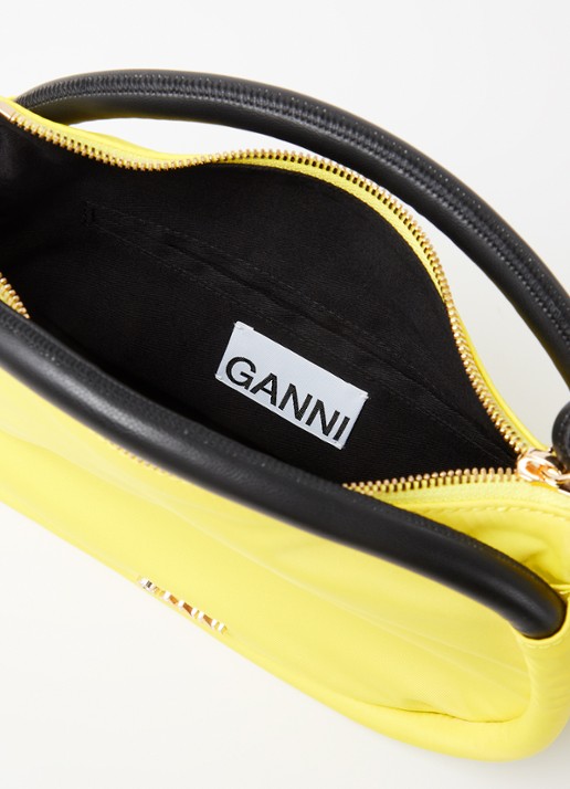 Ganni Mini Knot handtas met leren details  - detail geel