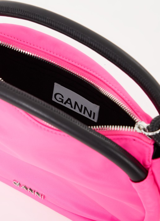 Ganni Mini Knot handtas met leren details  - detail fuchsia