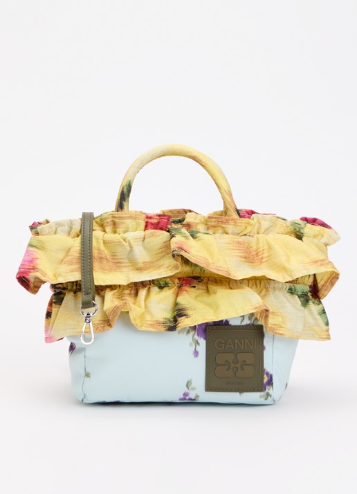 Ganni Mini Ruffle handtas met bloemenprint en afneembare schouderriem