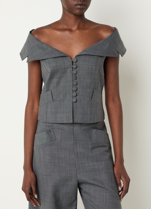 Ganni Off -shoulder top in wolblend
