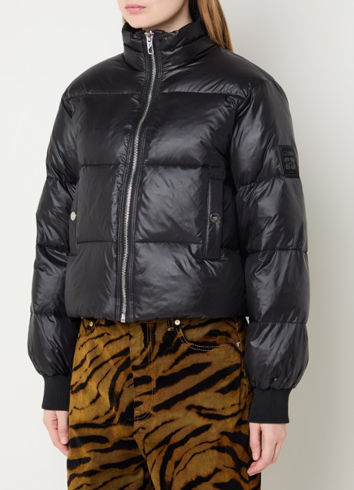 Ganni Puffer jack met donsvulling en glanzende finish