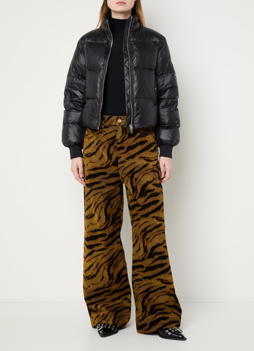 Ganni Puffer jack met donsvulling en glanzende finish - voorkant 3 zwart