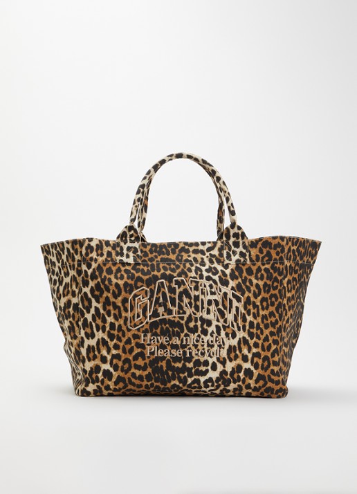 Ganni shopper met panterprint en logo