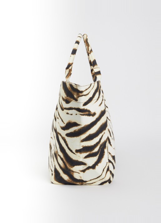 Ganni Shopper met zebraprint en logoborduring - detail 2 beige