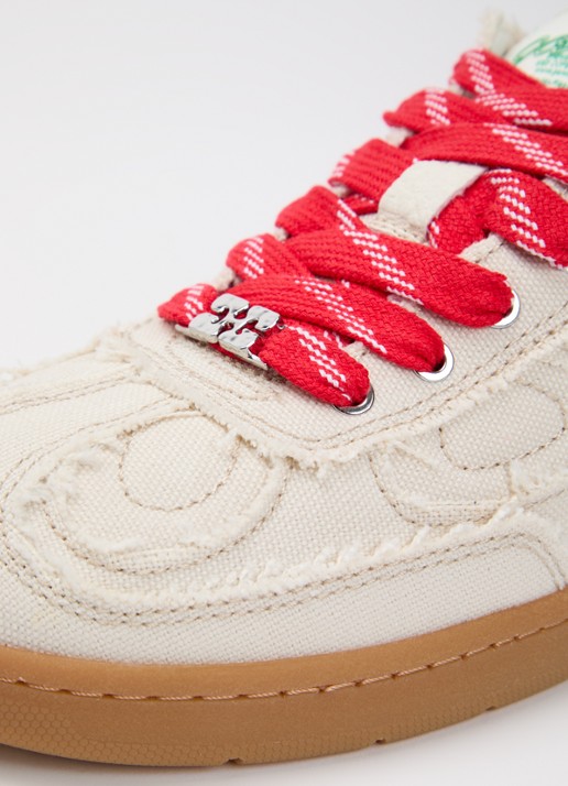 Ganni Sneaker van canvas met mesh details - detail 4 beige