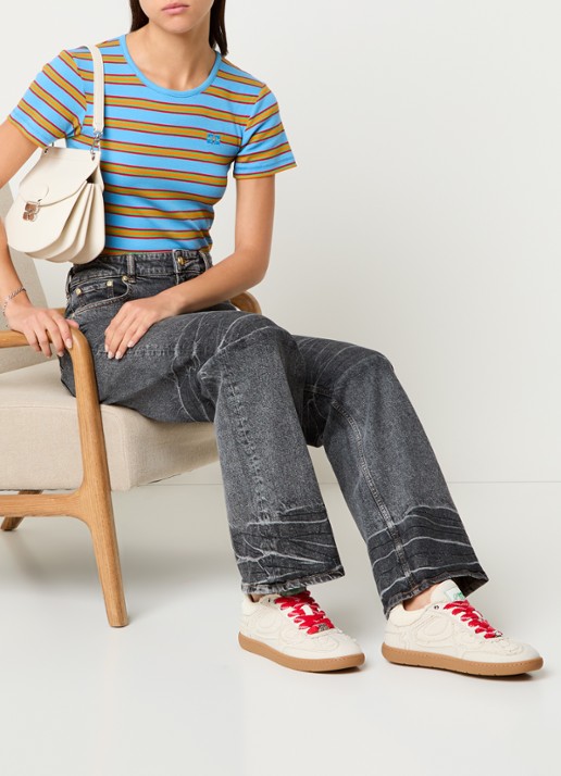 Ganni Sneaker van canvas met mesh details - voorkant 6 beige