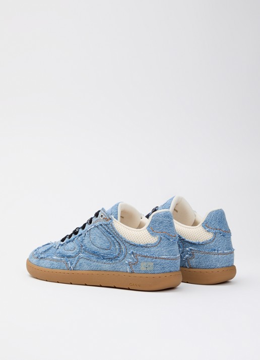Ganni Sneaker van denim met mesh details - achterkant 7 indigo