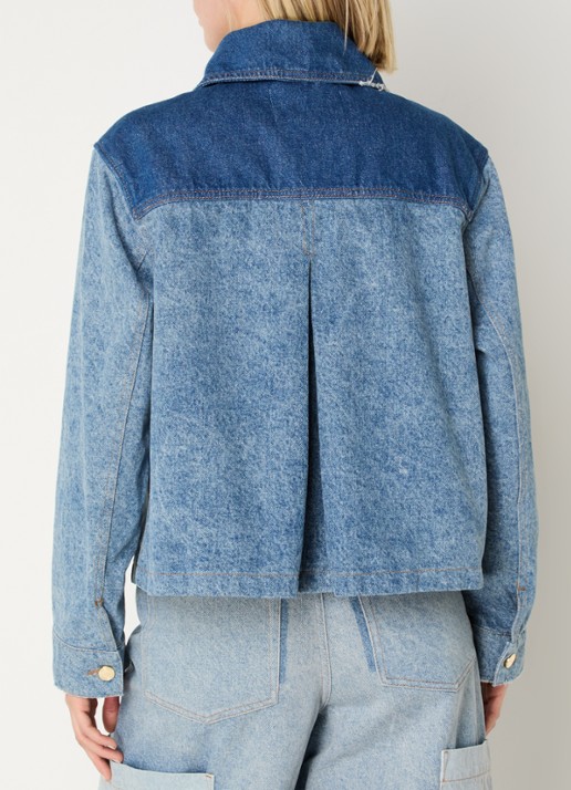 Ganni Spijkerjas met borstzakken - achterkant 3 blauw