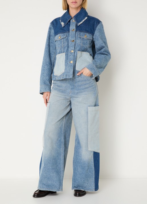 Ganni Spijkerjas met borstzakken - voorkant 2 blauw