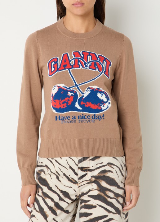Ganni Sweater met ingebreide logoprint