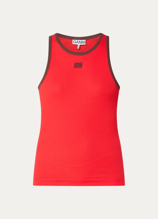 Ganni Tanktop met logo - voorkant 3 rood