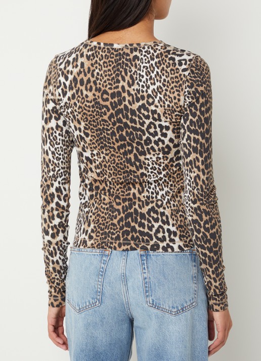 Ganni Top met panterprint en logoborduring - achterkant 2 beige
