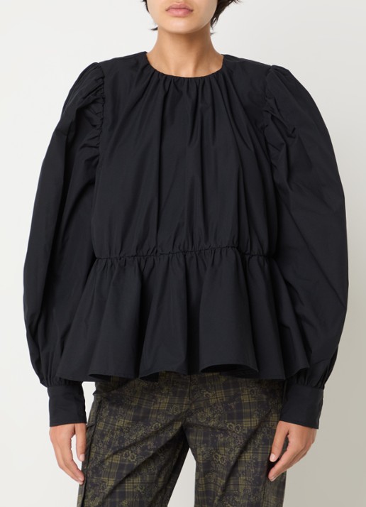 Ganni Tuniek met pofmouw  - detail 4 zwart