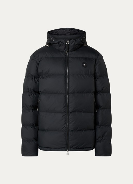 Gant Active Cloud puffer jack met afneembare capuchon en ritszakken - voorkant 3 zwart
