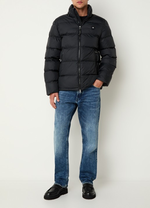 Gant Active Cloud puffer jack met afneembare capuchon en ritszakken - voorkant 4 zwart