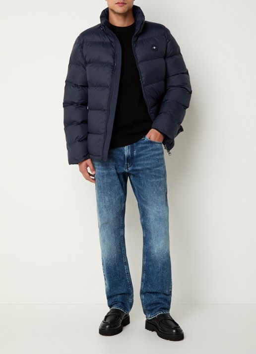 Gant Active Cloud puffer jack met afneembare capuchon en ritszakken - voorkant 2 donkerblauw