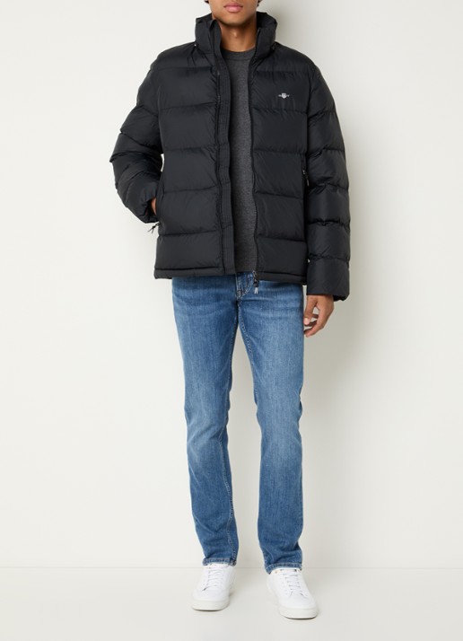 Gant Active Cloud puffer jack met afneembare capuchon en ritszakken - voorkant 3 zwart