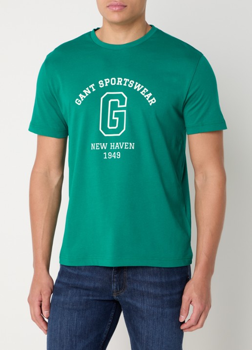 Gant College G T-shirt met logoprint - detail 4 groen