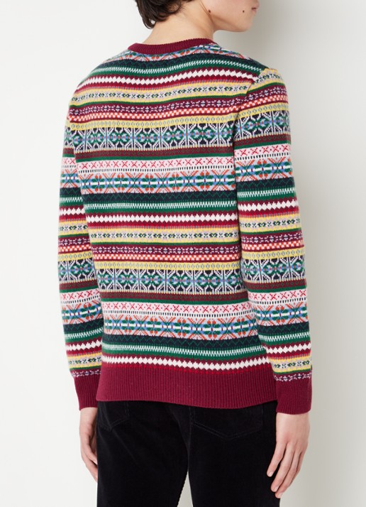 Gant Fair Isle trui van wol met ingebreid patroon - achterkant 4 bordeauxrood