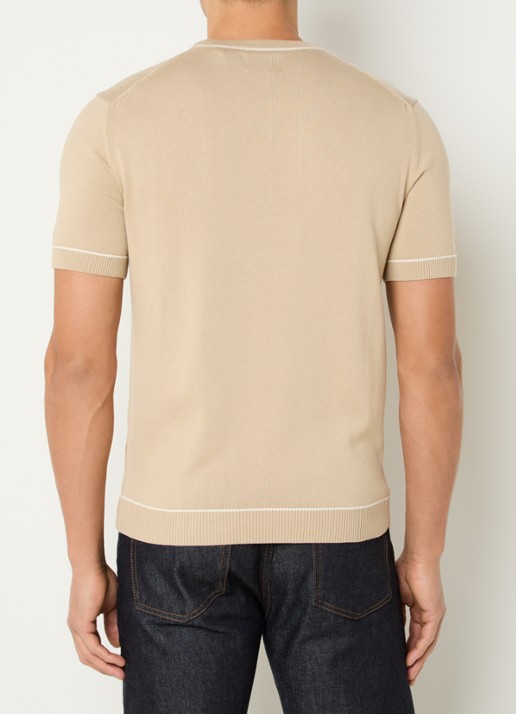 Gant Fijngebreid T-shirt met ronde hals - achterkant 4 beige