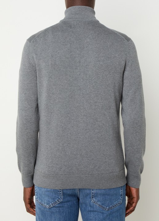 Gant Fijngebreid vest met logoborduring - achterkant 2 grijs
