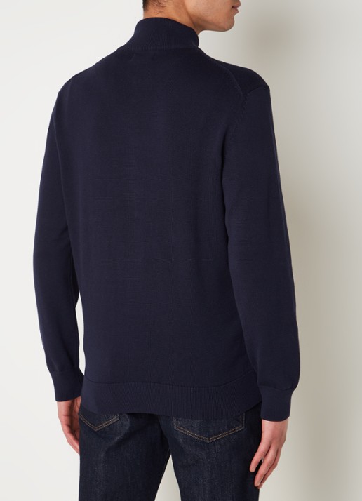 Gant Fijngebreid vest met logoborduring - achterkant donkerblauw