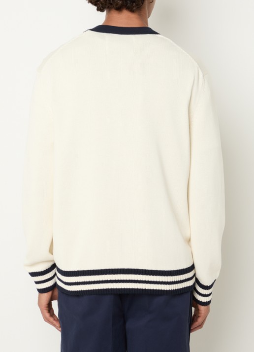 Gant Fijngebreid vest met logoborduring - achterkant 3 creme
