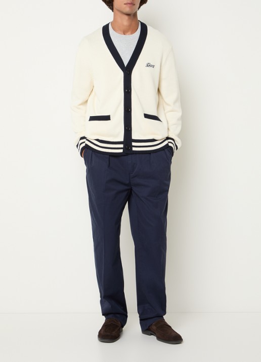 Gant Fijngebreid vest met logoborduring - voorkant 2 creme
