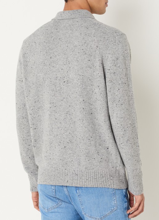 Gant Fijngebreide pullover in wolblend met polokraag - achterkant 3 grijsmele