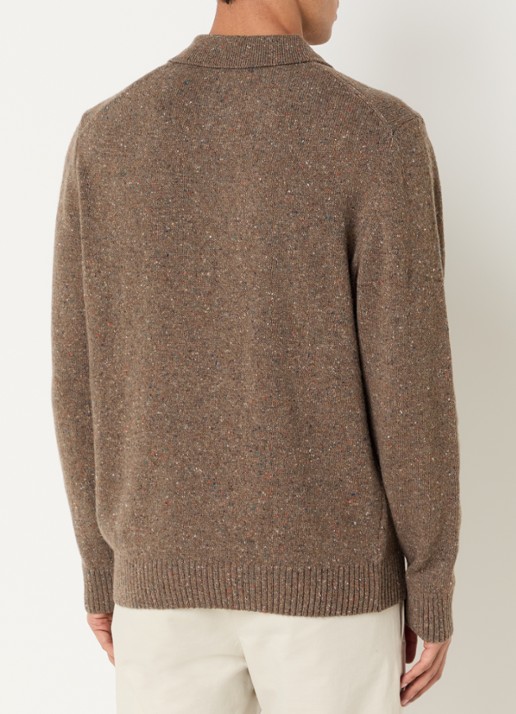 Gant Fijngebreide pullover in wolblend met polokraag - achterkant hazelnootbruin