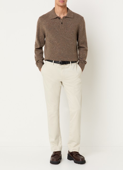 Gant Fijngebreide pullover in wolblend met polokraag - voorkant 3 hazelnootbruin