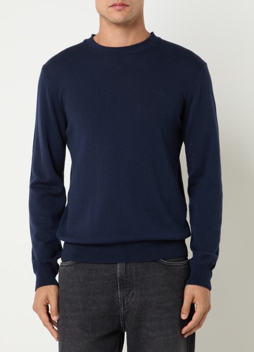 Gant Fijngebreide pullover in wolblend met ronde hals