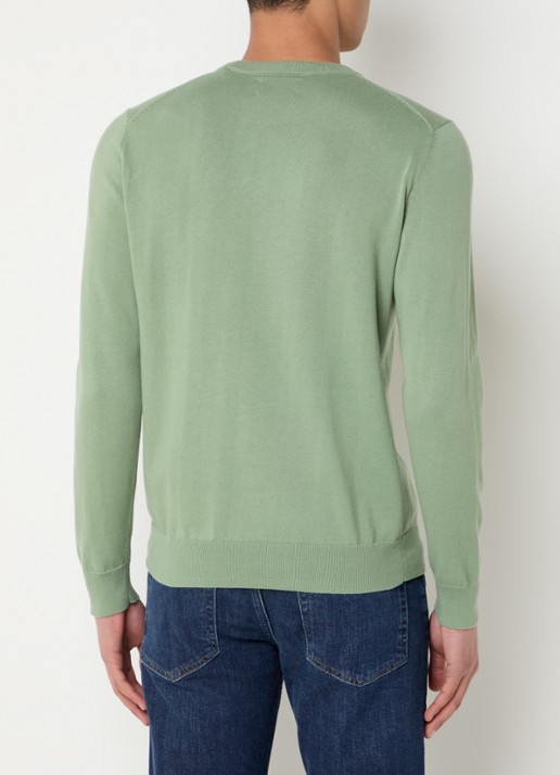 Gant Fijngebreide pullover met logo - achterkant 4 lindegroen