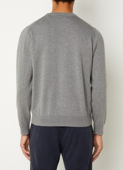 Gant Fijngebreide pullover met logoborduring  - achterkant 2 grijs
