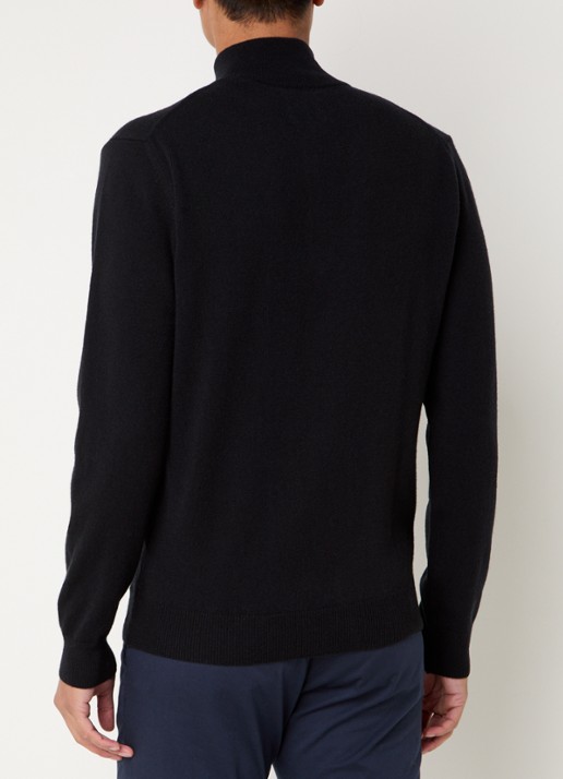 Gant Fijngebreide pullover van wol met halve rits - achterkant zwart