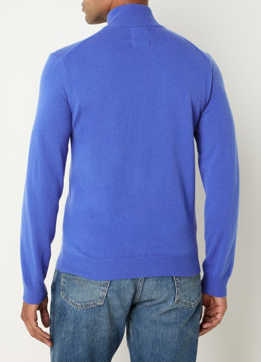 Gant Fijngebreide pullover van wol met halve rits - achterkant 4 royalblauw