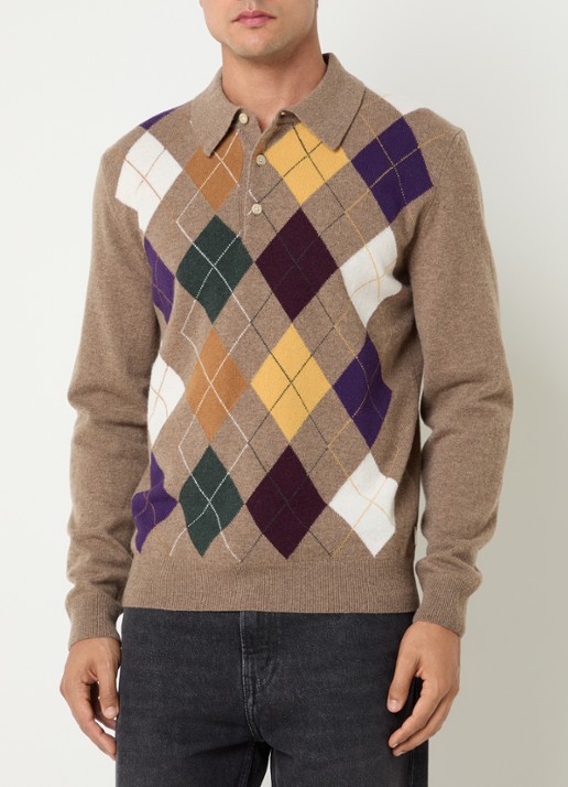 Gant Fijngebreide pullover van wol met kraag