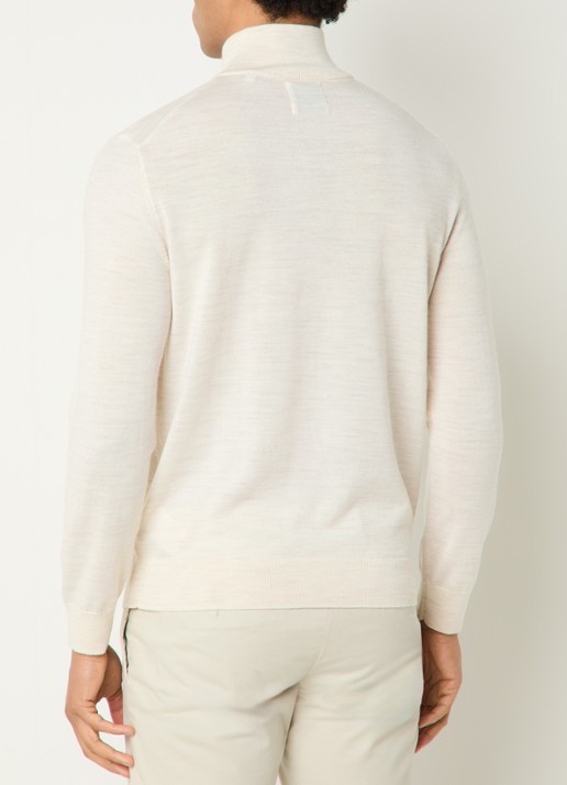 Gant Fijngebreide trui in merino wol met halve rits - achterkant creme