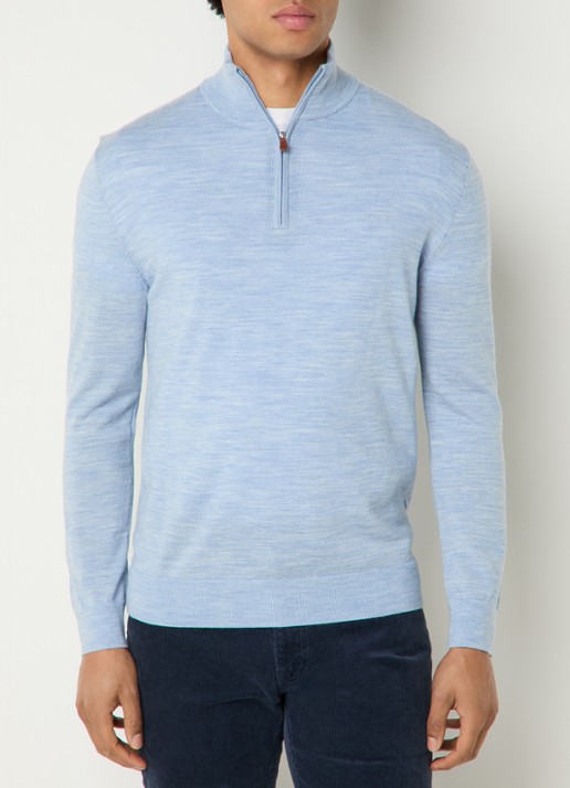 Gant Fijngebreide trui in merino wol met halve rits