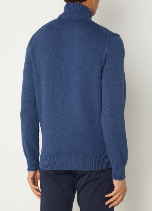 Gant Fijngebreide trui met halve rits en logo - achterkant 4 indigo