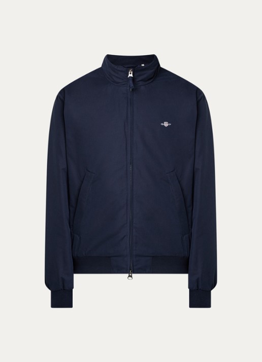 Gant Gewatteerd jack met logoborduring en ritszakken - voorkant 2 donkerblauw