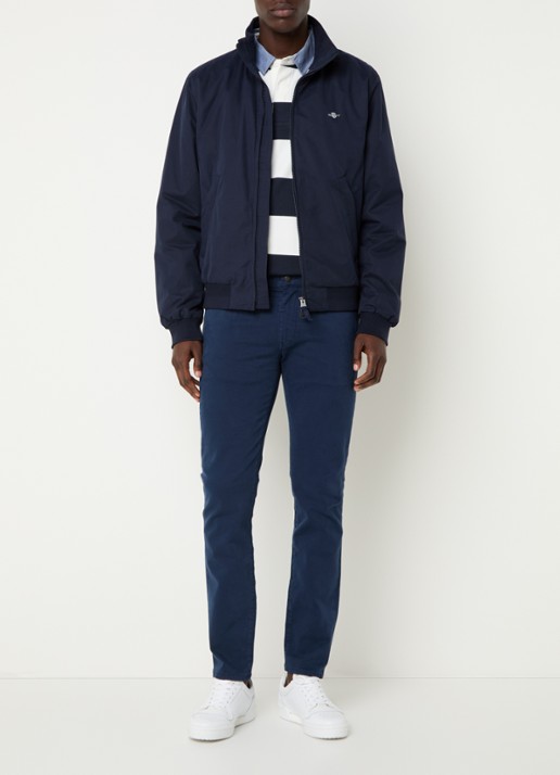 Gant Gewatteerd jack met logoborduring en ritszakken - voorkant 3 donkerblauw