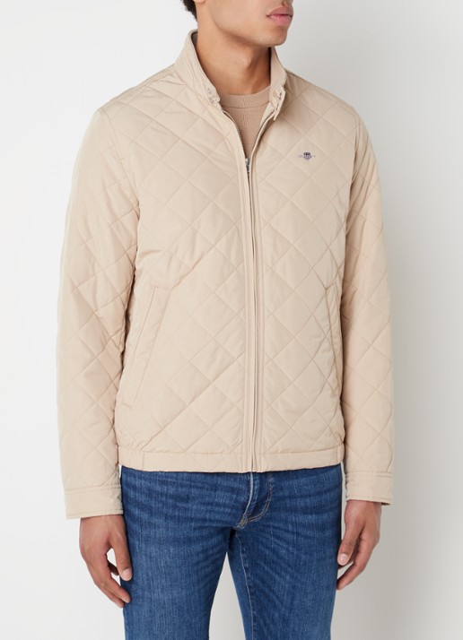 Gant Gewatteerd windjack met quilt patroon - detail 3 donkerbeige