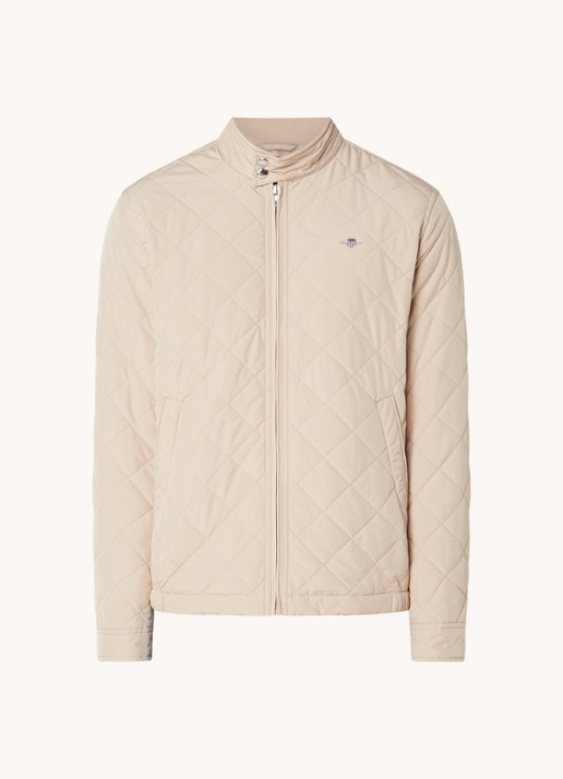 Gant Gewatteerd windjack met quilt patroon - voorkant donkerbeige