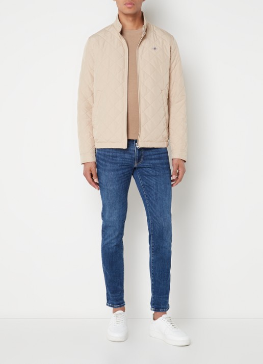 Gant Gewatteerd windjack met quilt patroon - voorkant 2 donkerbeige