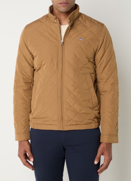 Gant Gewatteerd windjack met quilt patroon - detail 2 cognac